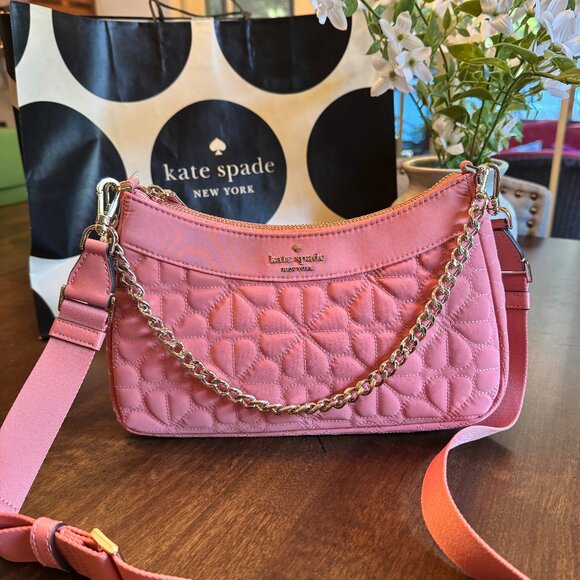 Kate Spade New York Spade Flower Quilted Fabric Convertible Crossbody - Gorgeous - Picture 1 of 8